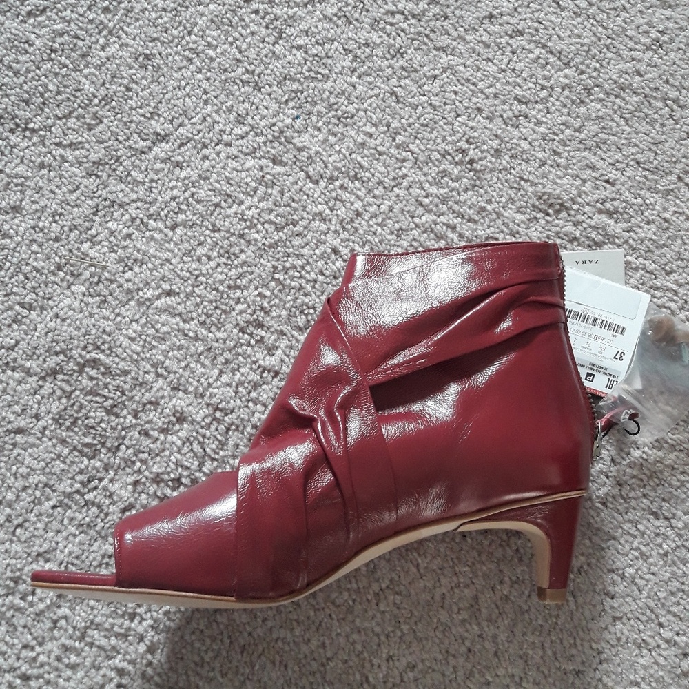 Zara Leather ankle open toe boots